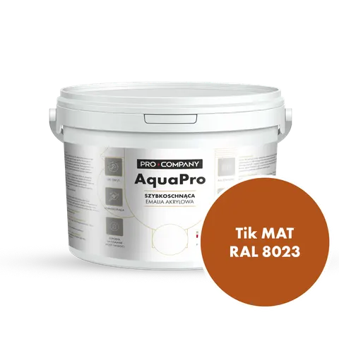 Szybkoschnąca uniwersalna emalia akrylowa Aqua Pro Tik MAT RAL 8023 2,7L