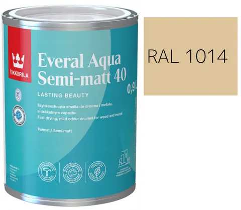 TIKKURILA Everal Aqua Semi Matt [40] 0,9l KOLOR SŁOMKOWY RAL 1014
