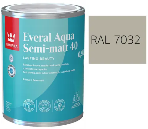 TIKKURILA Everal Aqua Semi Matt [40] 0,9l KOLOR SZARO BEŻOWY RAL 7032
