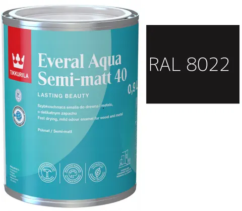 TIKKURILA Everal Aqua Semi Matt [40] czarno brązowy RAL 8022