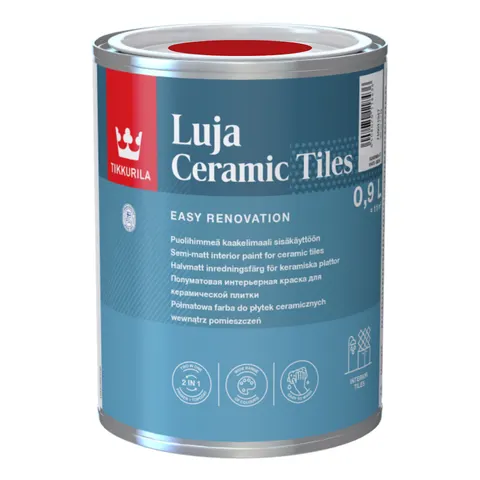 TIKKURILA Luja Ceramic Półmatowa farba do płytek ceramicznych 2w1 RAL 3020 czerwony drogowy