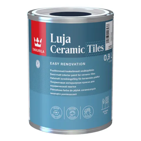 TIKKURILA Luja Ceramic Półmatowa farba do płytek ceramicznych 2w1 RAL 5011 niebieski stalowy