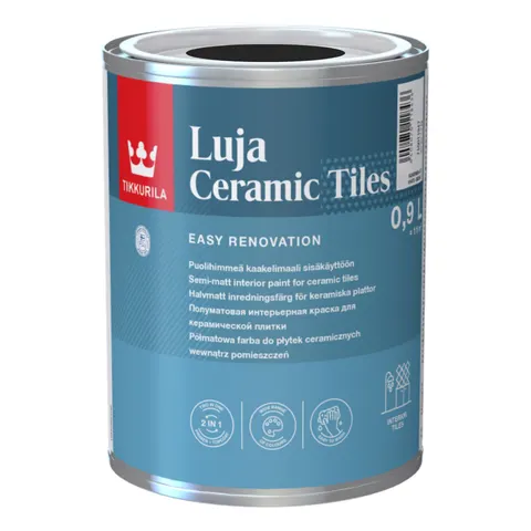TIKKURILA Luja Ceramic Półmatowa farba do płytek ceramicznych 2w1 RAL 9017 czerń drogowa