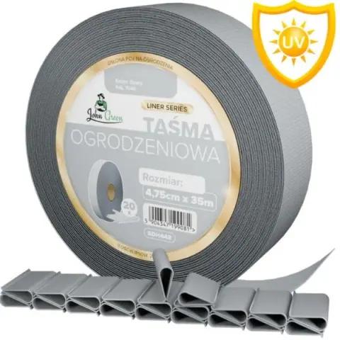 Wąska taśma 4,75cmx35mb osłona na ogrodzenie, paski na siatkę, szara