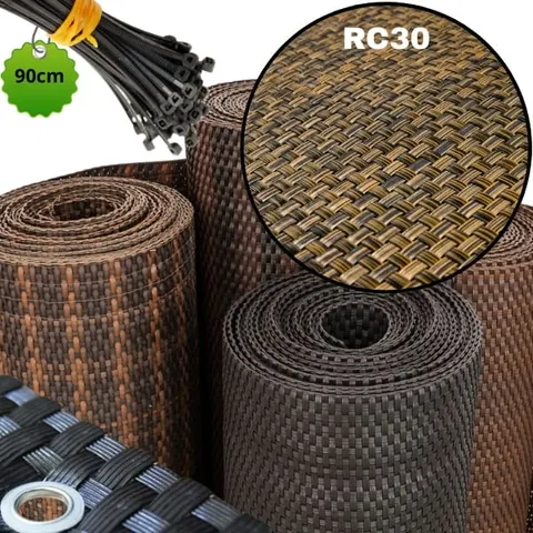 Dwustronna osłona balkonowa z technorattanu, wysokość 90cm - Miedziana RC30,
