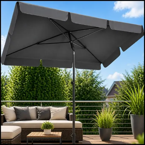 Grafitowy parasol balkonowy 200x130cm prostokątny, łamany, ogrodowy