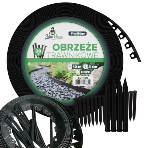 Obrzeże trawnikowe, border 4cm/10m + 20 Kotew, mocne i elastyczne