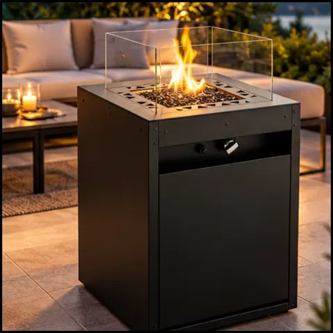 Kominek, ogrzewacz gazowy na taras, Square Planika + pokrowiec, moc 10kW