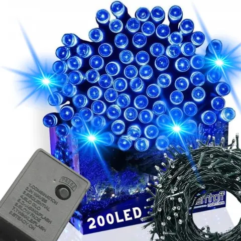 Lampki choinkowe 200LED niebieskie, światełka zewnętrzne świąteczne