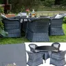 Meble z technorattanu, ciemny zestaw stołowy okrągły stół + krzesła MODERNO DARK GRAY