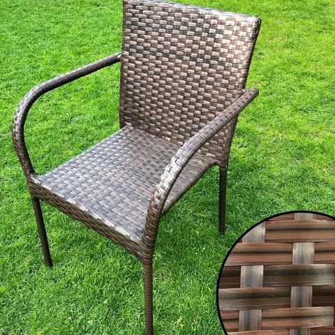Brązowe krzesło ogrodowe, z technorattanu, stalowe SOTTILE BROWN
