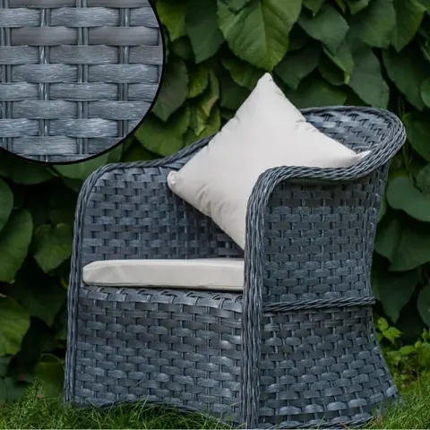 Ciemnoszary fotel, duże krzesło ogrodowe, stalowe MODERNO DARK GRAY