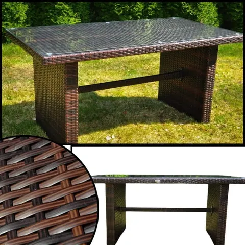 Stolik ogrodowy, stół 140x70x65 stolik kawowy, brązowy technorattan