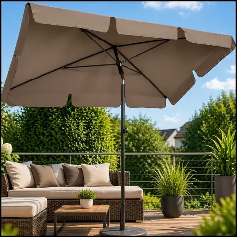 Beżowy parasol balkonowy 200x130cm prostokątny, łamany, ogrodowy
