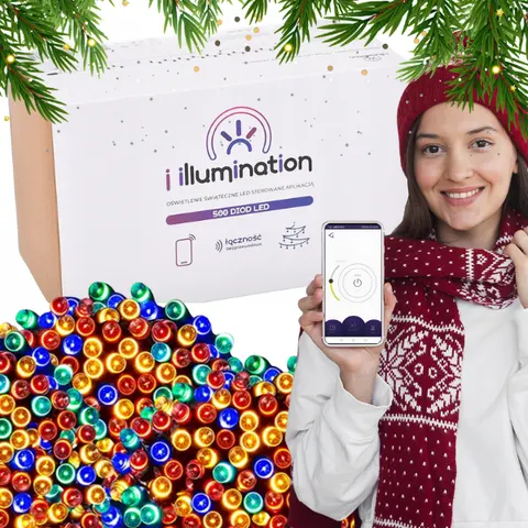 Kolorowe lampki choinkowe 500LED światła Bluetooth sterowane telefonem