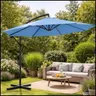 Niebieski parasol ogrodowy na wysięgniku okrągły uchylny śr. 300 cm 8 żerdzi