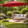 Bordowy parasol ogrodowy na wysięgniku okrągły uchylny śr. 300 cm 8 żerdzi
