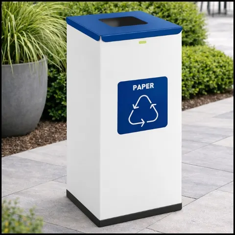 Kosz do segregacji 60L odpady na papier stalowy 30.5x30.5x70cm