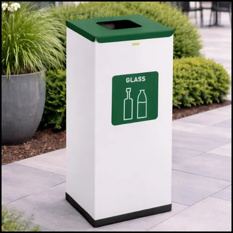 Kosz do segregacji 60L odpady na szkło stalowy 30.5x30.5x70cm