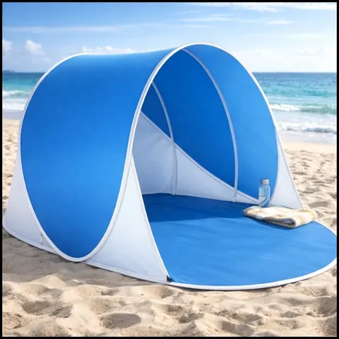 Niebieski namiot plażowy samorozkładający pop-up parawan zamykany + pokrowiec
