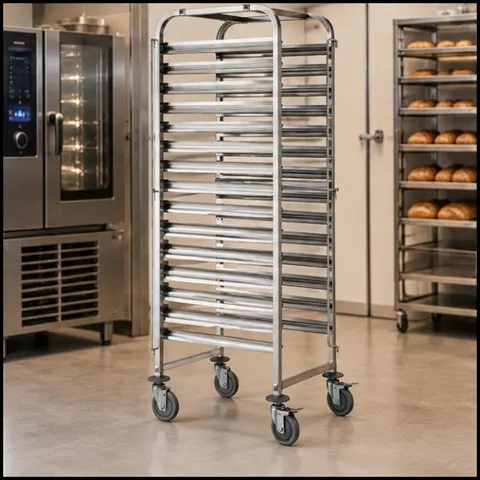 Wózek do transportu tac blach piekarniczych pojedynczy 15 stanowisk 600x400mm Hendi