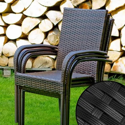 Czarne krzesło ogrodowe, z technorattanu, stalowe SOTTILE BLACK