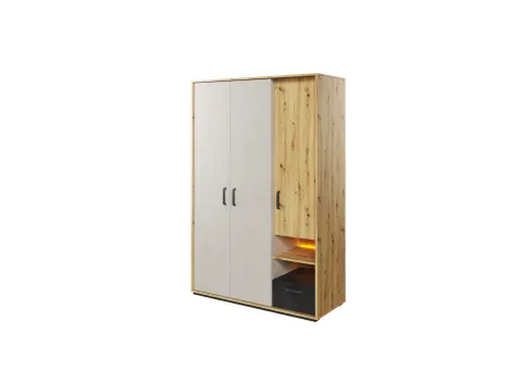QUBO dąb artisan / kremowa szafa 3D młodzieżowa QB02