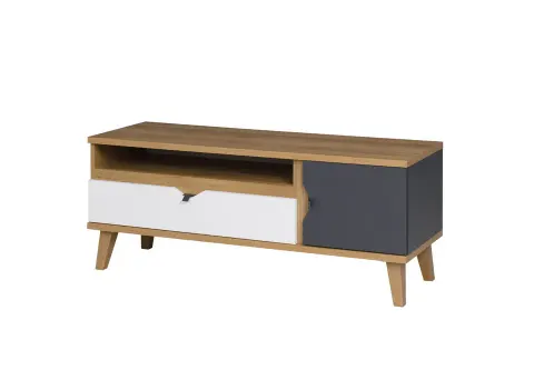 MEMONE M-08 dąb złoty / biały / grafit stolik RTV młodzieżowy GiB Meble