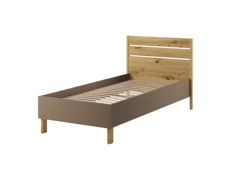 LENO 90x200 dąb artisan / truflowe łóżko LY10