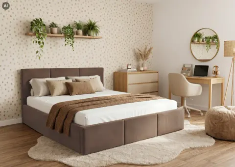 HAVEN 160x200 brązowe łóżko tapicerowane welur Manila 22 Lano Meble