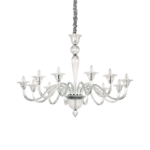 Szklany włoski żyrandol Ideal Lux 199375 Brigitta 12xE14