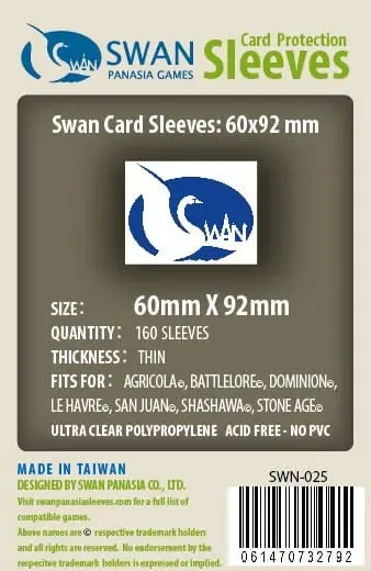 Koszulki na karty Swan Panasia 60x92 mm thin (cienkie) 160 sztuk