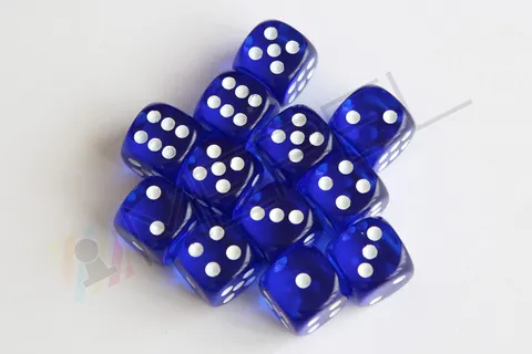 Kości Chessex - kostka k6 16mm Translucent Blue/White