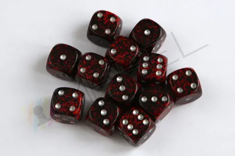 Kości Chessex - kostka k6 12mm Speckled Silver Volcano