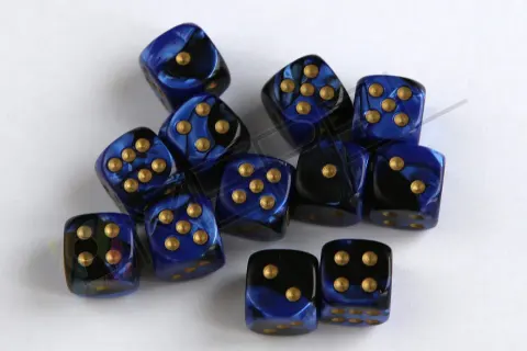 Kości Chessex - kostka k6 12mm Gemini Black-Blue/gold