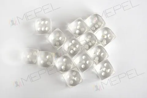 Kości Chessex - kostka k6 12mm Translucent Clear/white