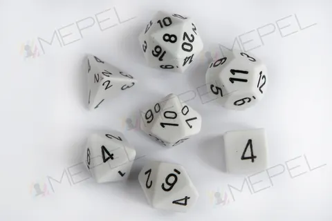 Kości Chessex - zestaw 7 kostek Opaque White/black