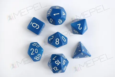Kości Chessex - zestaw 7 kostek Opaque Blue/white