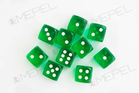 Kości Chessex - kostka k6 12mm Translucent Green/white
