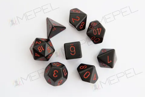 Kości Chessex - zestaw 7 kostek Opaque Black/red