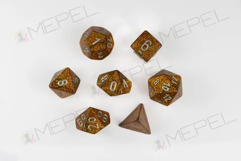Kości Chessex - zestaw 7 kostek Glitter Gold/silver