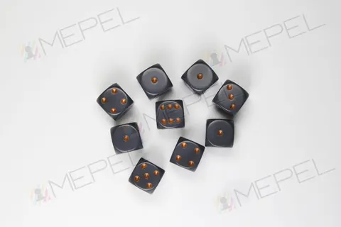 Kości Chessex - kostka k6 12mm Opaque Dark Grey/copper