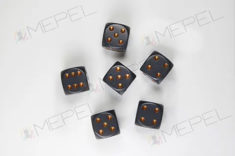 Kości Chessex - kostka k6 16mm Opaque Dark Grey/copper