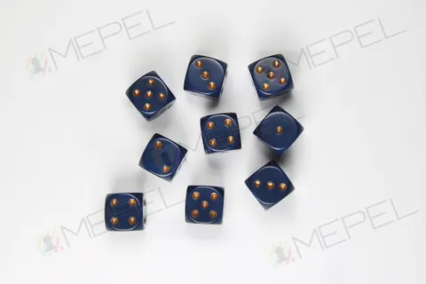 Kości Chessex - kostka k6 12mm Opaque Dusty Blue/copper