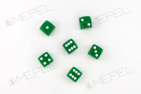 Kość/kostka do gry k6 16mm (oczka) - zielona