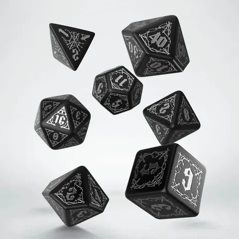 Komplet kości RPG Krwiopijców - Czarno-srebrne