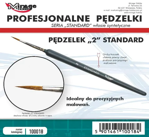 Mirage Hobby: Pędzel Standard "2" (włosie syntetyczne)
