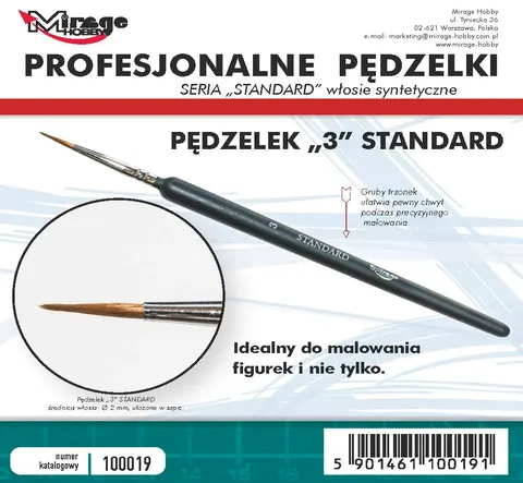 Mirage Hobby: Pędzel Standard "3" (włosie syntetyczne)