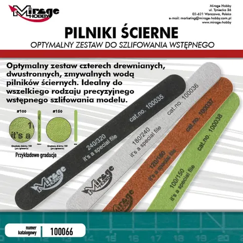 Mirrage Hobby: Zestaw pilników (100-320G)
