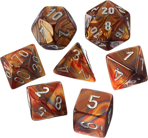 Kości Chessex - zestaw 7 mini kostek Lustrous Gold/silver